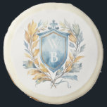 Romantic Classic Blue Monogram Crest Wedding Sugar Cookie<br><div class="desc">Romantic Blue Monogram Crest Wedding cookies. This sweet wedding favor design is part of a wedding collection with more matching items.</div>