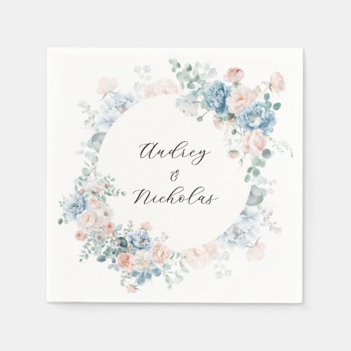 Romantic Classic Calligraphy Floral Wedding Napkins