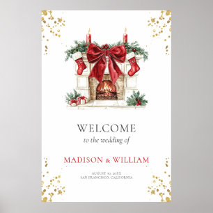 Romantic Classic Christmas Wedding Welcome Sign