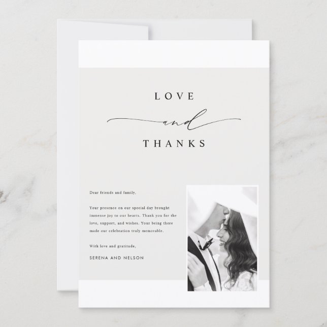 Romantic Classic Formal Wedding Photo Thank You Card (Front)