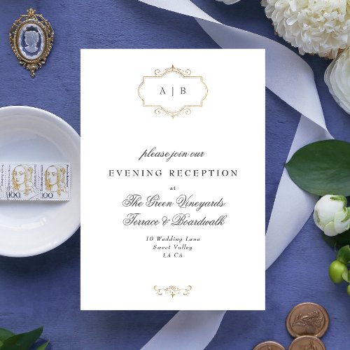 romantic classic gold monogram wedding enclosure card