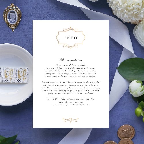 romantic classic gold monogram wedding enclosure card