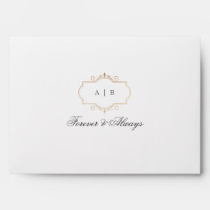 romantic classic gold monogram wedding envelope
