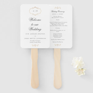 romantic classic gold monogram wedding hand fan