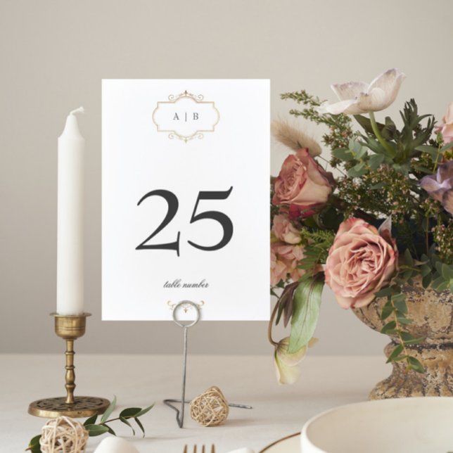 romantic classic gold monogram wedding table number (Creator Uploaded)