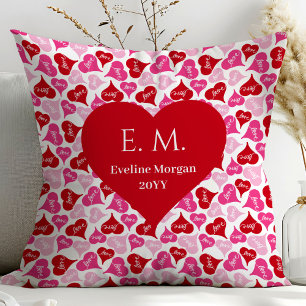 Romantic Classic Heart Pattern Personalized Valent Throw Pillow