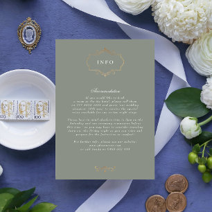 romantic classic sage green gold monogram wedding enclosure card