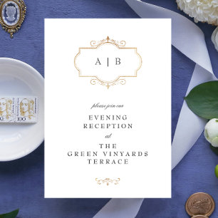 romantic classic traditional gold monogram wedding enclosure card