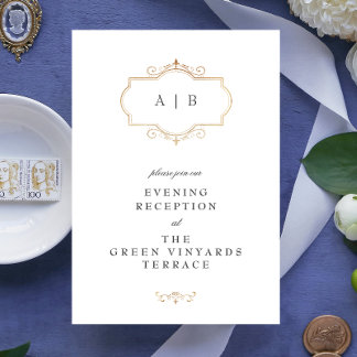 romantic classic traditional gold monogram wedding enclosure card