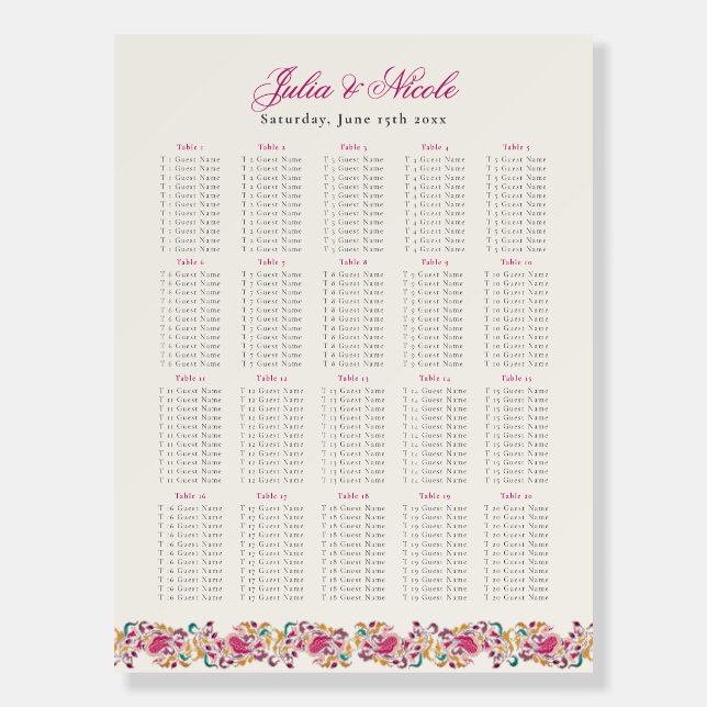 Romantic Classical Pearl Swan Floral Frame Wedding Foam Board (Front)