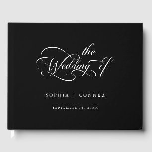 Romantic Classy Calligraphy Wedding Black Guest Book