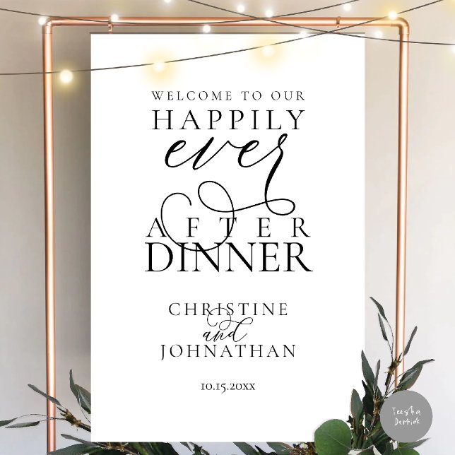 Romantic Classy Wedding Happily Ever After Dinner Foam Board (Romantic Classy Wedding Happily Ever After Dinner Foam Board in Black and White )