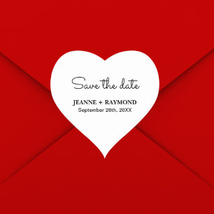 Romantic Clean Save the date Wedding Announcement Heart Sticker