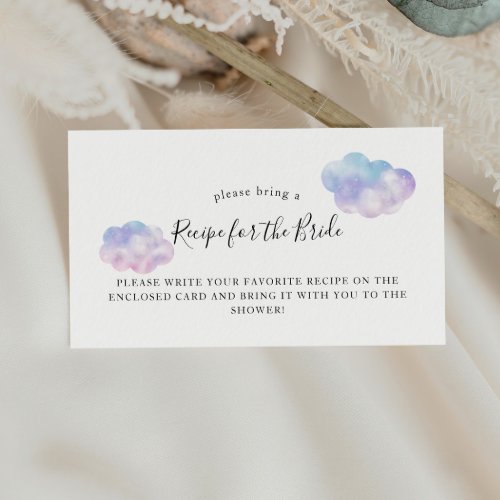 Romantic Cloud Bridal Shower Recipe Request  Enclosure Card