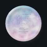 Romantic Cloud Nine Bridal Shower Paper Plates<br><div class="desc">Dreamy and romantic bridal shower paper plate featuring watercolor illustration of pink,  purple,  and blue sky with clouds and stars.</div>