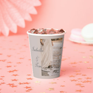 Romantic Coastal Beach Wedding Personalized Paper Cups