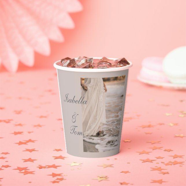 Romantic Coastal Beach Wedding Personalized  Paper Cups (Insitu)
