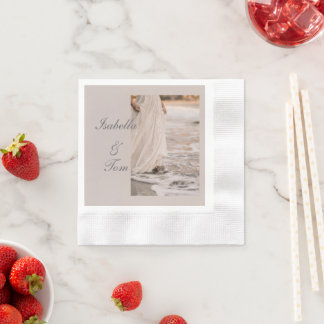 Romantic Coastal Beach Wedding Personalized Script Napkins