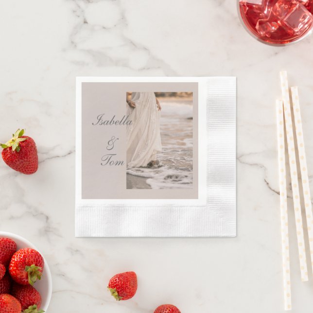 Romantic Coastal Beach Wedding Personalized Script Napkins (Insitu)