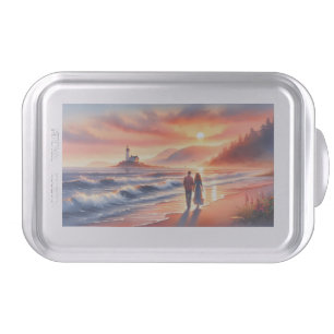 Romantic Coastal Romantic CoSunset Lighthouse Walk Cake Pan
