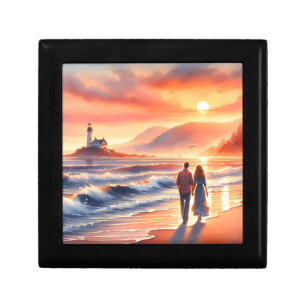Romantic Coastal Sunset Lighthouse Walk Gift Box
