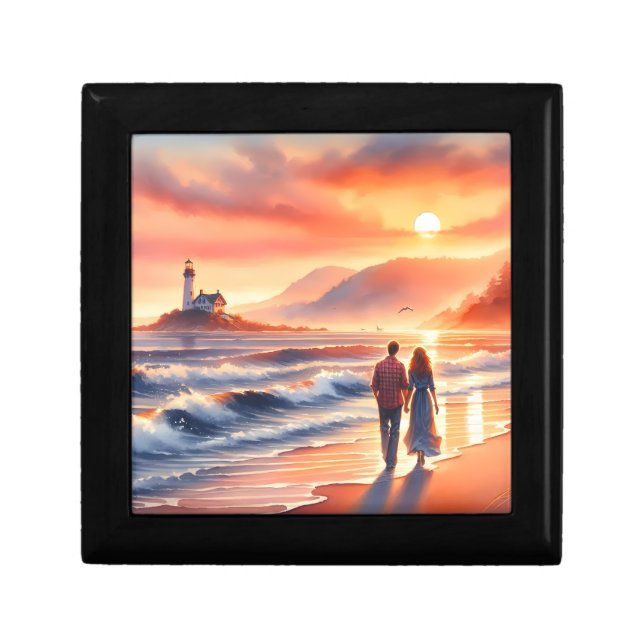 Romantic Coastal Sunset Lighthouse Walk Gift Box (Front)