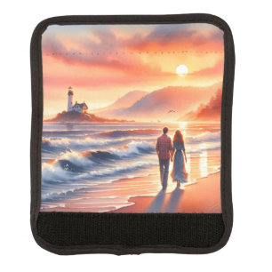 Romantic Coastal Sunset Lighthouse Walk Luggage Handle Wrap