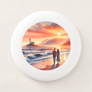 Romantic Coastal Sunset Lighthouse Walk Wham-O Frisbee