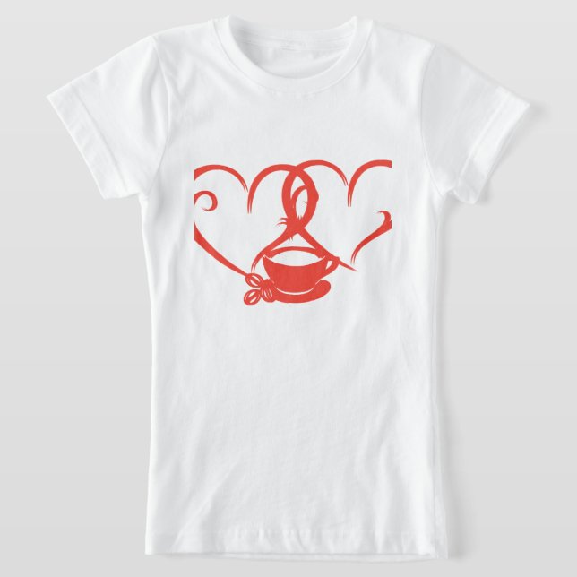 Romantic Coffee Logo Design T-Shirt (Laydown)