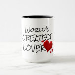 Romantic Coffee Mug | World's Greatest Lover Quote<br><div class="desc">world's greatest lover cute chic coffee mug design. top whimsical gift ideas. Customizable text - world's greatest lover quote.  cute chic funny coffee mug. Christmas holidays,  valentine's day,  anniversary or just love-you gift idea. novelty whimsical lovers and valentine's day top-gift</div>