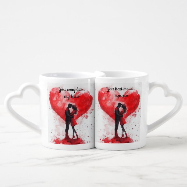 Romantic Coffee Quote Couples Mugs (Front Nesting)
