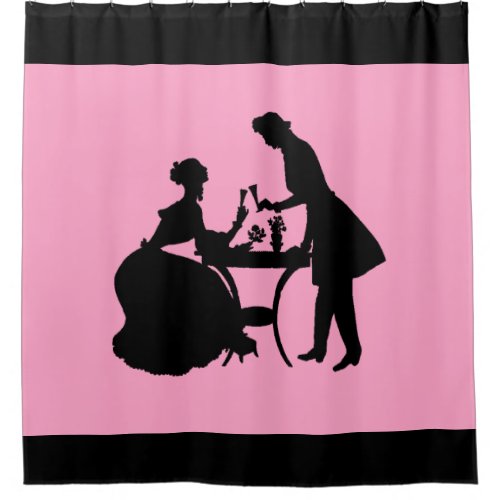 Romantic Colonial Period Couple Drinking Wine Shower Curtain