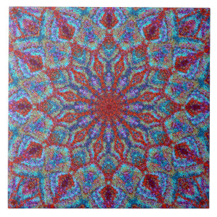 Romantic color mandala in arabesque style tile