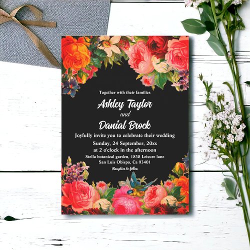 Romantic Colorful Botanical Garden Floral Wedding Invitation
