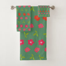 Romantic Colorful Chic Floral Pattern Bath Towel