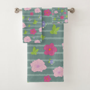 Romantic Colorful Chic Floral Pattern Trendy Bath Bath Towel Set