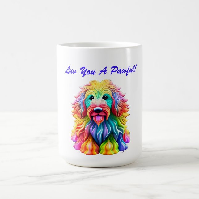 Romantic Colorful Dog Lover Coffee Mug (Center)