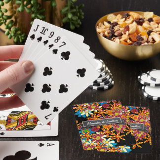 Romantic Colorful Floral Chalkboard Black Banner Poker Cards