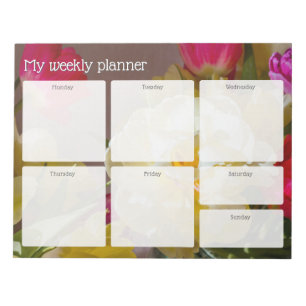 Romantic colorful Floral Weekly Planner Notepad