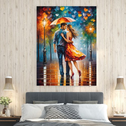 Romantic Colorful Love Is In The Air On Wood  Poster