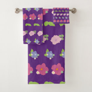 Romantic Colorful Retro Flowers Pattern Bath Towel Set