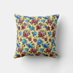 Romantic Colorful Vintage Floral Pattern Throw Pillow