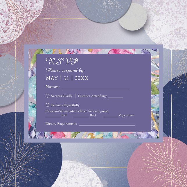 romantic colorful wildflower greenery wedding  RSVP card (Creator Uploaded)
