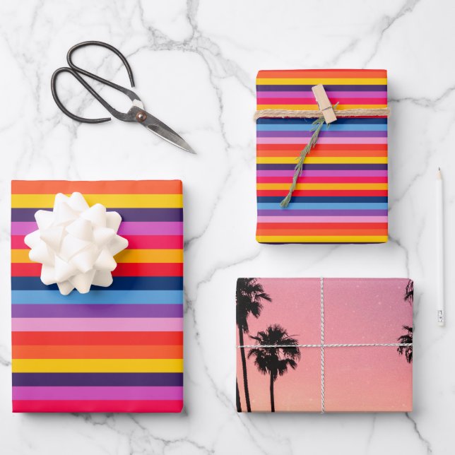 Romantic colorful  wrapping paper sheets (Front)