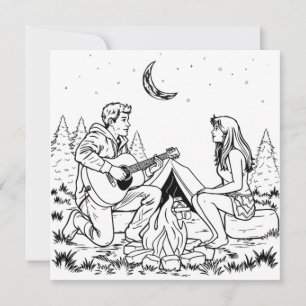 Romantic Coloring Page Couple Camping