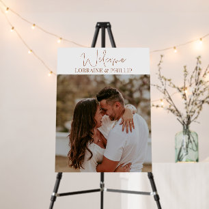 Romantic colour photo wedding welcome sign