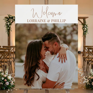 Romantic colour photo wedding welcome sign