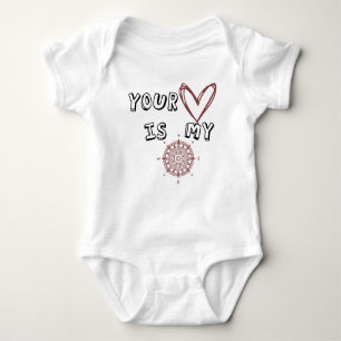 Romantic Compass Love Quote Gift  Baby Bodysuit