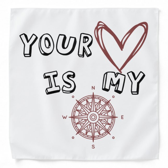 Romantic Compass Love Quote Gift  Bandana (Front)