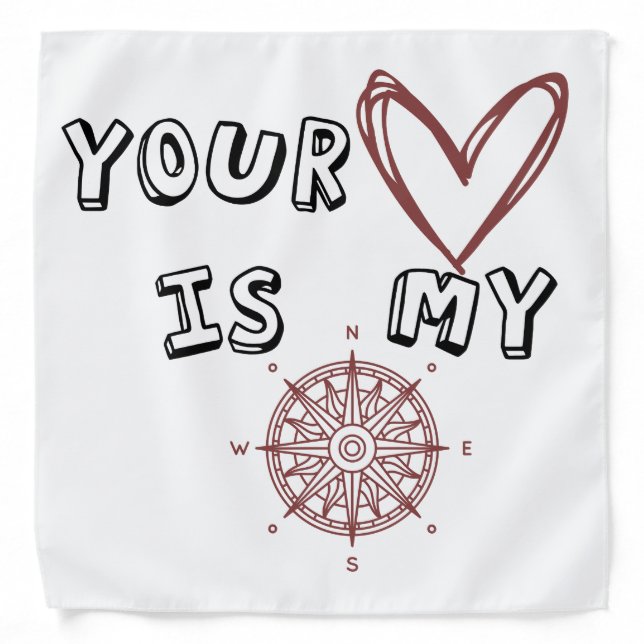 Romantic Compass Love Quote Gift  Bandana (Front)